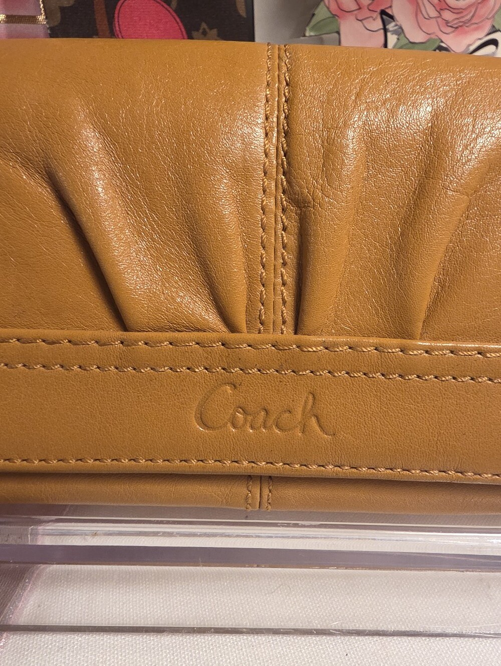 Coach Mustard Yellow Leather Trifold Wallet - Picture 4 of 14